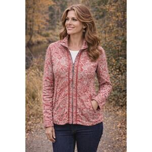 Coldwater Creek Bohemian Blazer Patterned Jacket Full Zip with Pockets Size M